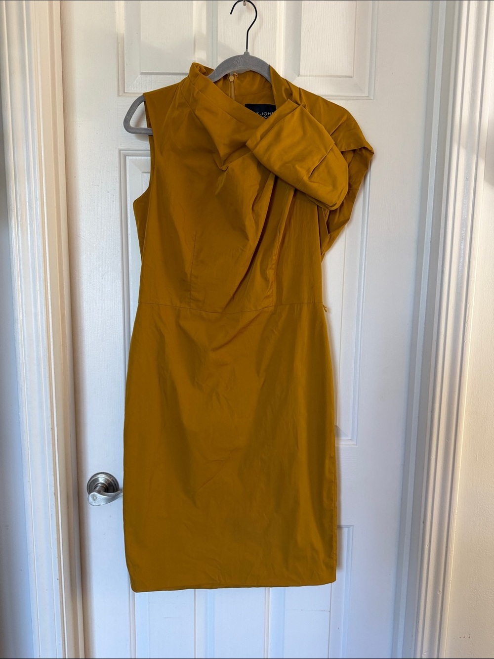 St. John couture Mustard Twist-Neck Sheath Dress size 4